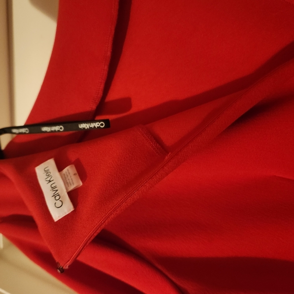 Calvin Kline Elegant Red Women's Dress With Bell 3/4 Sleeves - Picture 3 of 6